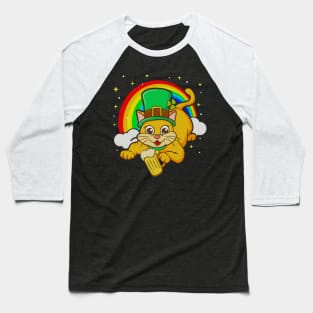 St Patricks Day Irish Leprechaun Cat Beer Funny Humor Baseball T-Shirt